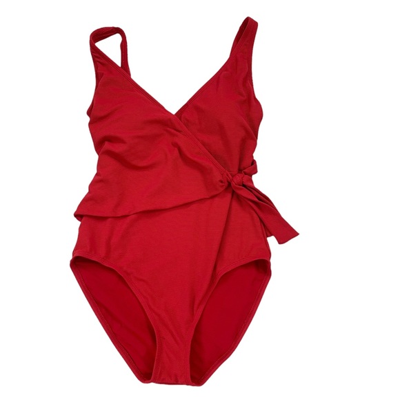Tommy Bahama Swimsuit Women's Pique Colada Wrap One Piece Red 12 NWT - Picture 7 of 13